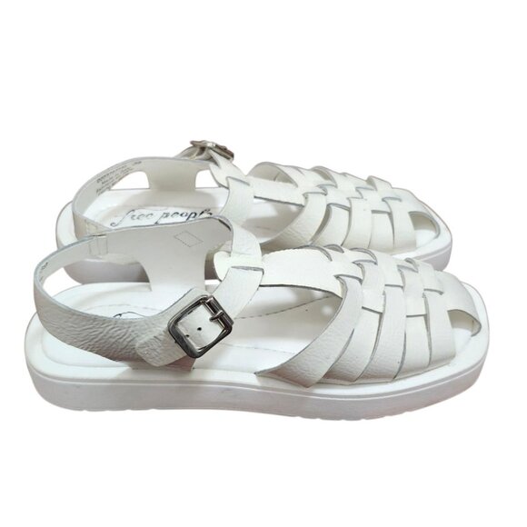 Free People Finn Fisherman Platform Italian Leather Sandals in White Size EU 39 - Picture 5 of 10